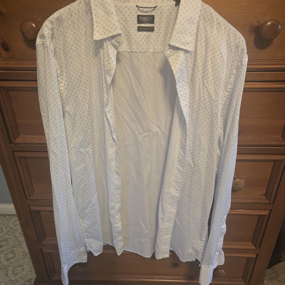Faherty Men's White Polka Dot Shirt